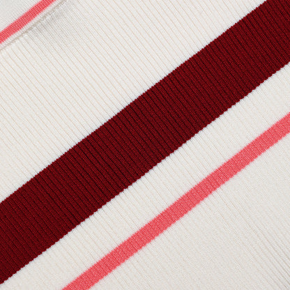 Cream Stripe Viscose Knit Shorts