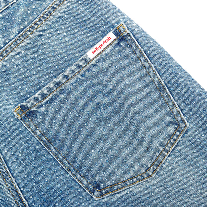 Rhinestone Denim Straight Leg Jeans