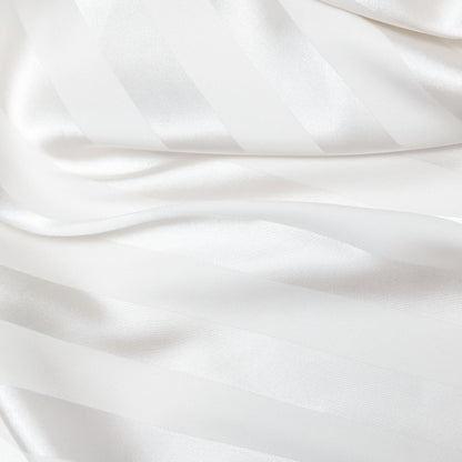 Cream Satin Striped Maxi Dress