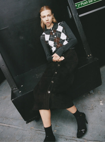 Grey Argyle Lightweight Jumper