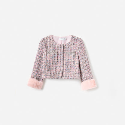 Pink Boucle Fur Jacket