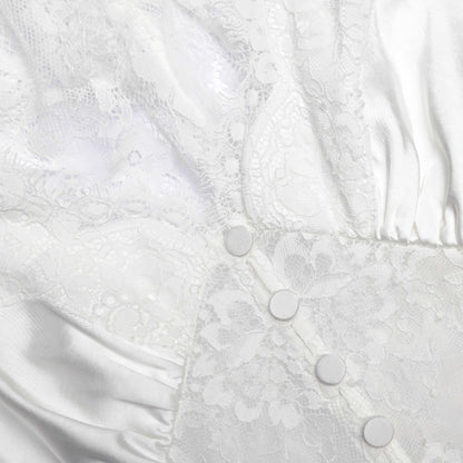 White Fine Lace Satin Maxi Dress