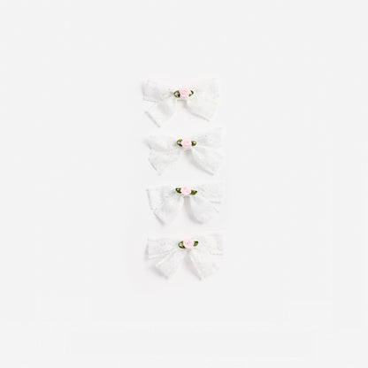 Cream Lace Bow Hair Clips