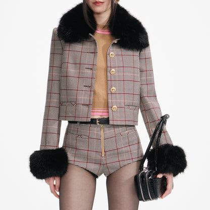 Brown Check Shorts