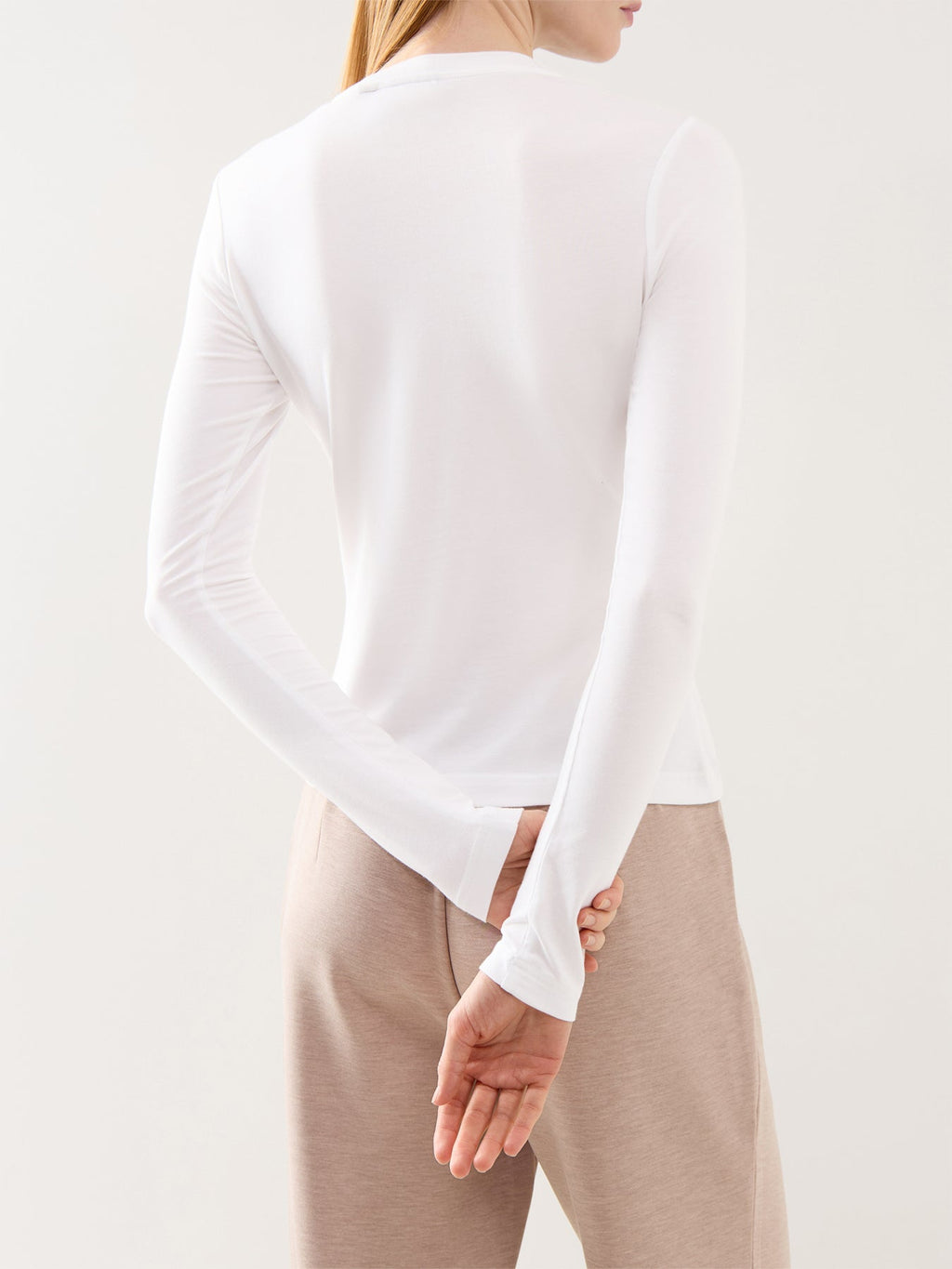 Edna Long Sleeve Fitted Tee White