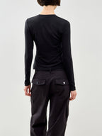 Edna Long Sleeve Fitted T-Shirt Black