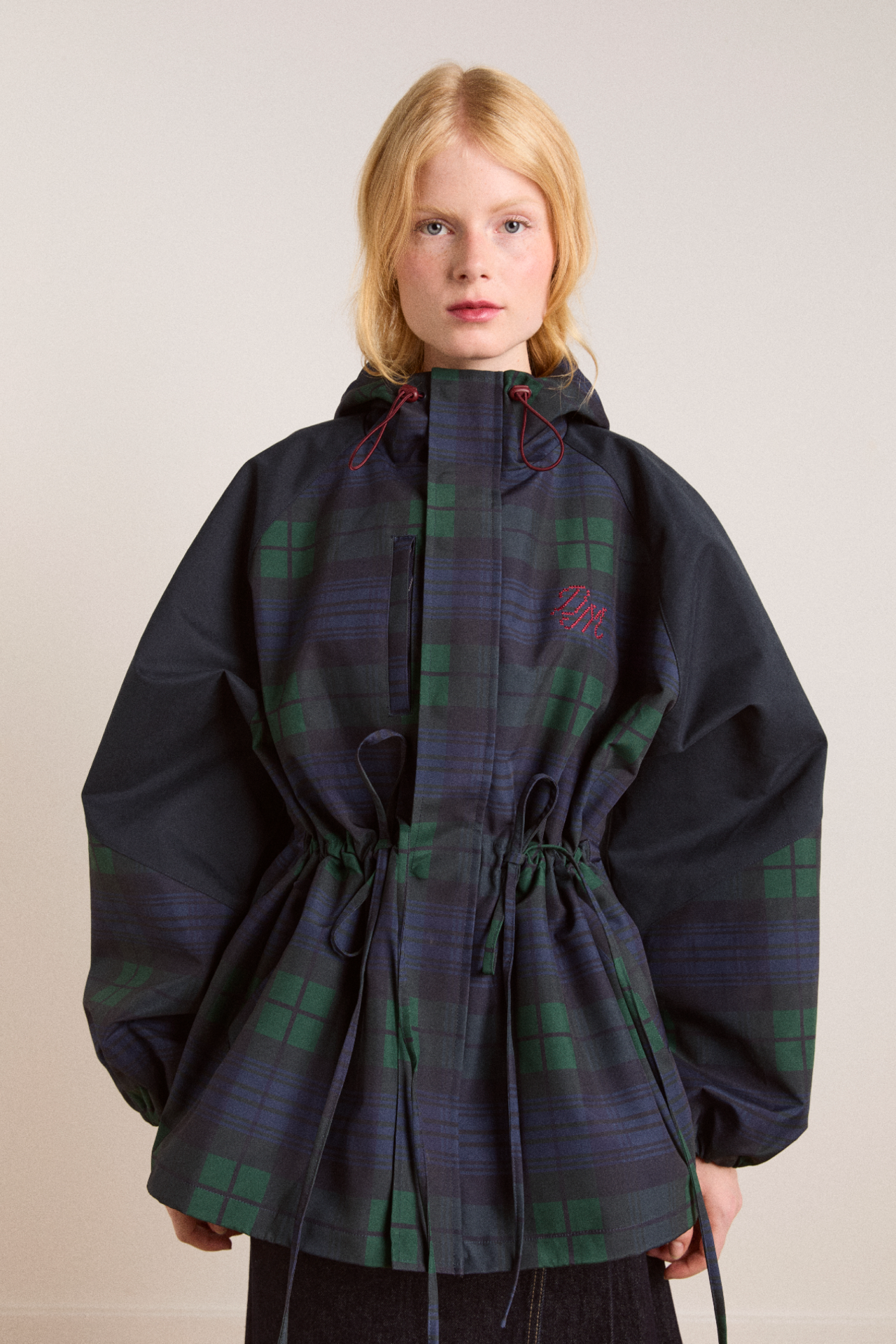 Stylish waterproof jackets that can be worn on rainy days- navy check---Add to cart and enjoy 50% off