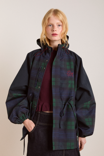 Stylish waterproof jackets that can be worn on rainy days- navy check---Add to cart and enjoy 50% off