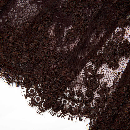 Brown Floral Lace Midi Dress