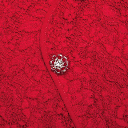 Red Fine Lace Mini Dress