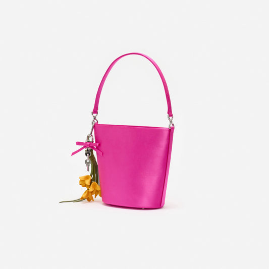 Pink Satin Bucket Bag
