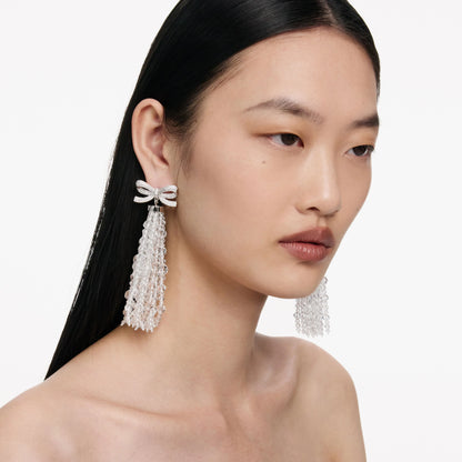 Bow Beaded Waterfall Earrings