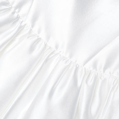 White Taffeta Strapless Midi Dress