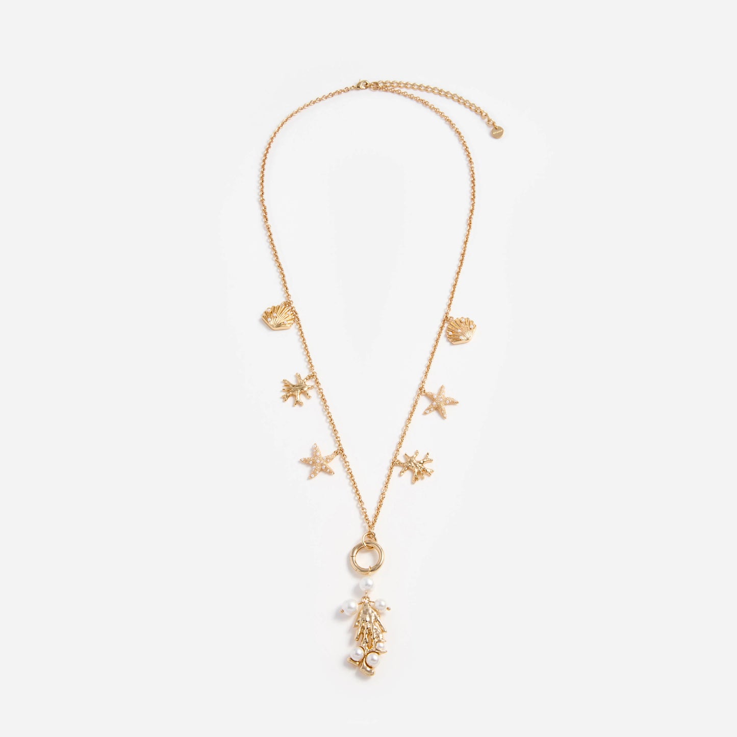 Gold Coral Charm Necklace