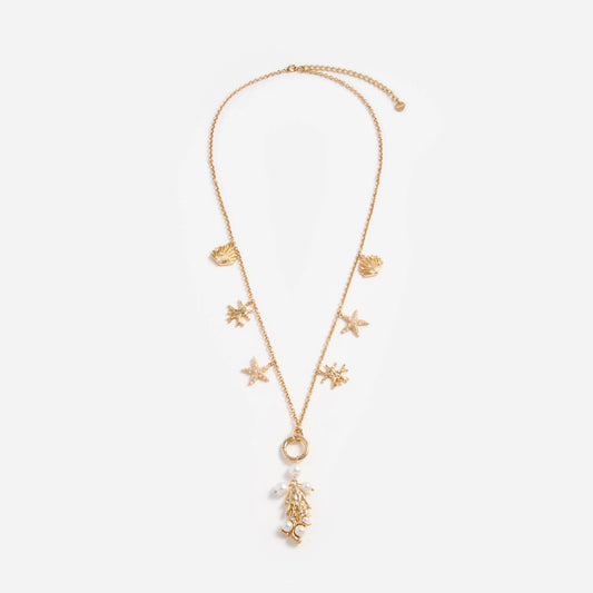 Gold Coral Charm Necklace