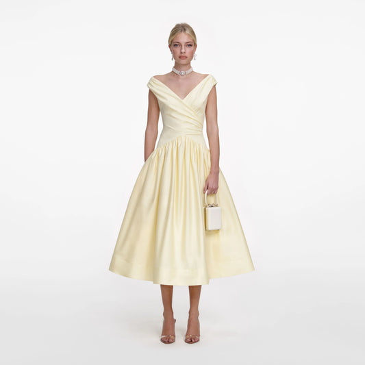 Yellow Cotton Midi Dress
