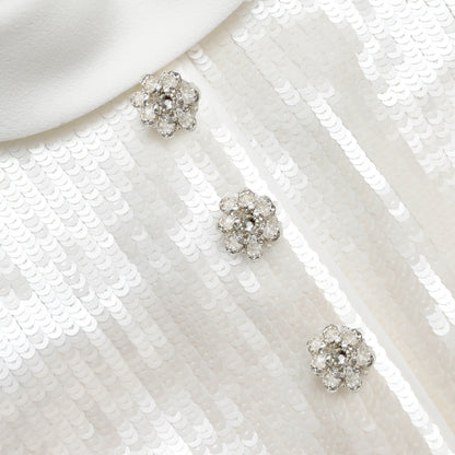 White Sequin Tailored Maxi Dress