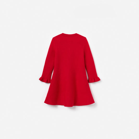 Red Flower Trim Dress