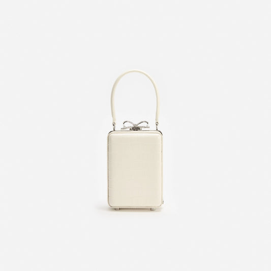 Cream Croc Leather Micro Bag