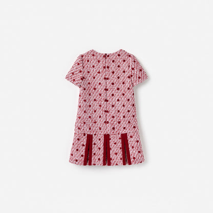 Burgundy Polka Dot Boucle Dress