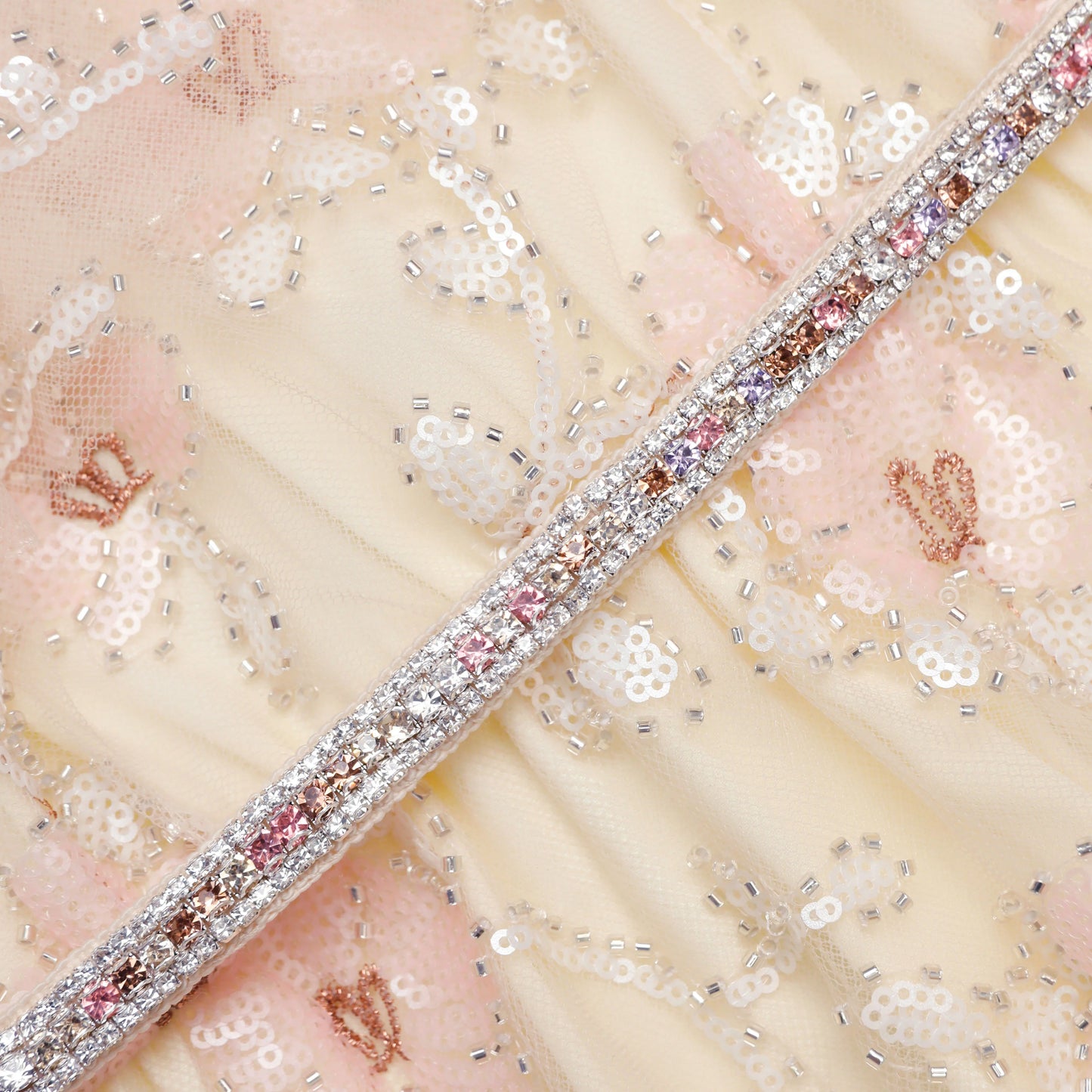 Champagne Floral Embellished Maxi Dress