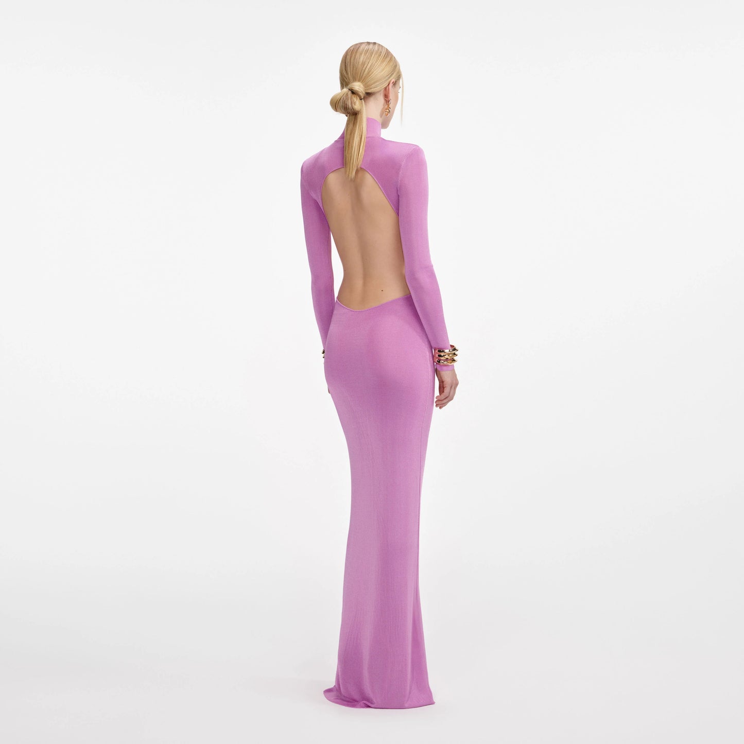 Pink Viscose Knit Maxi Dress