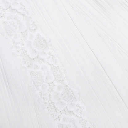 White Knit Lace Insert Midi Dress