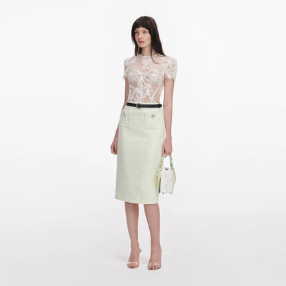 White Sequin Lace Top
