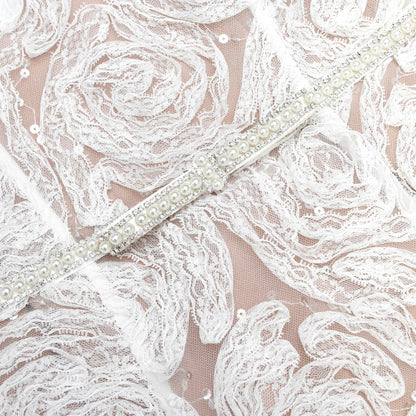 White Tulle Lace Midi Dress