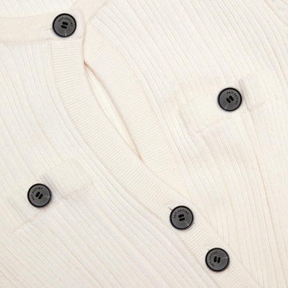Cream Asymmetric Knit Midi Dress
