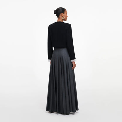 Grey Pleated Maxi Skirt