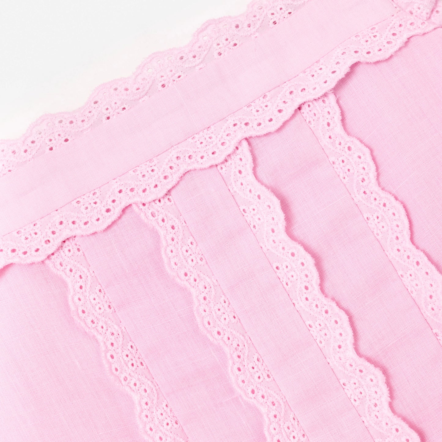 Pink Ramie Flower Embroidered Dress