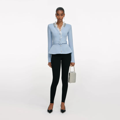 Blue Crystal Trim Cardigan