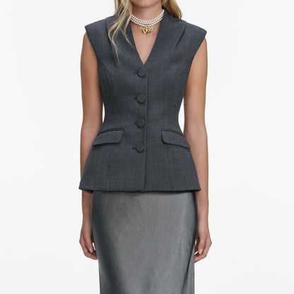 Grey Tailored Satin Maxi Dress
