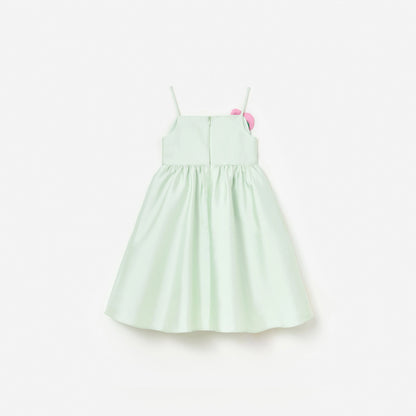 Mint Taffeta 3D Flower Dress