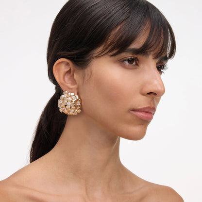 Gold Flower Cluster Earrings