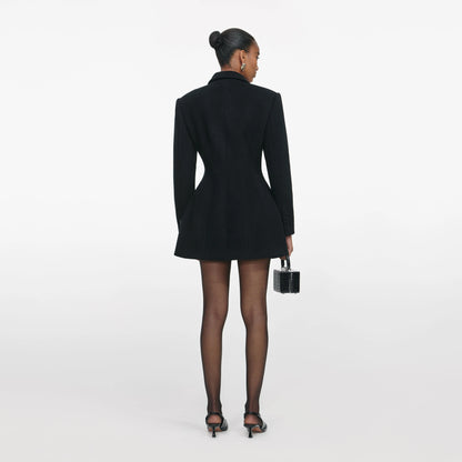 Black Wool Double Breasted Jacket