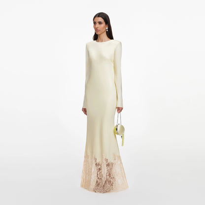 Yellow Viscose Lace Maxi Dress