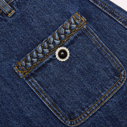 Denim Braided Mini Skirt