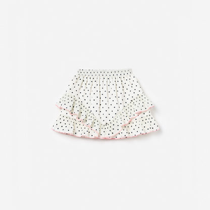 Cream Polka Dot Frill Skirt