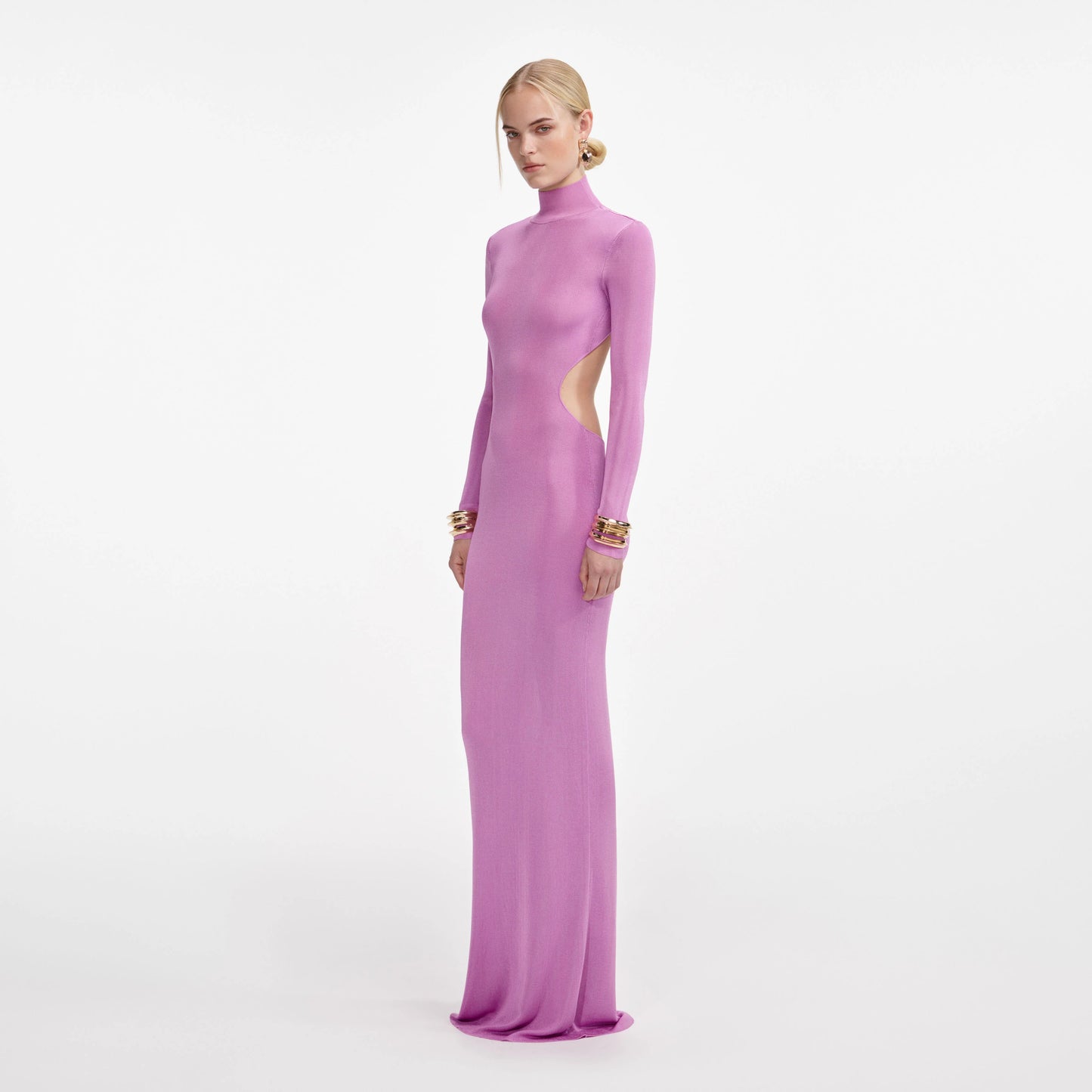 Pink Viscose Knit Maxi Dress