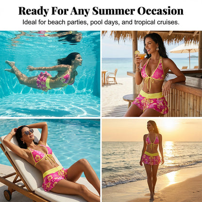 3-Piece Tropical Bikini Set--Add to cart and get 50% off instantly.